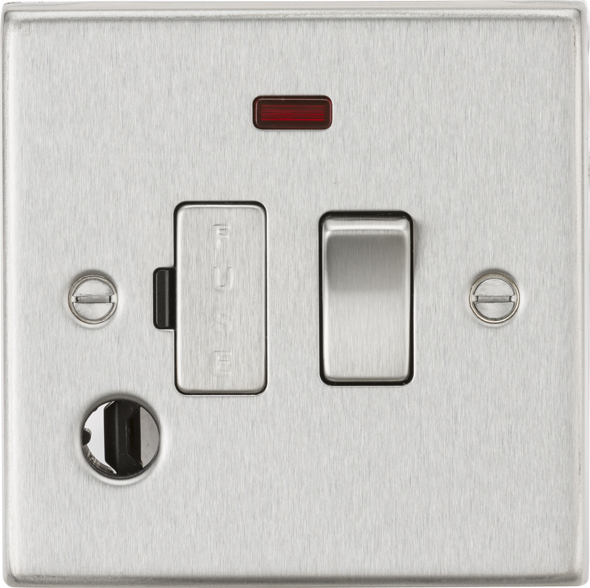 Knightsbridge CS63FBC 13A DP Switched Spur with Neon and Flex Outlet Brushed Chrome