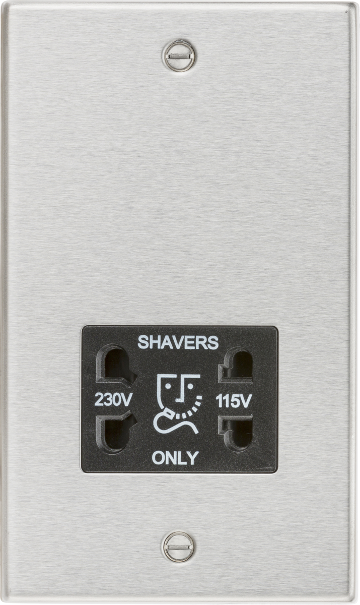 Knightsbridge CS89BC Dual Voltage 115/230V 20VA Shaver Socket Brushed Chrome Black Insert