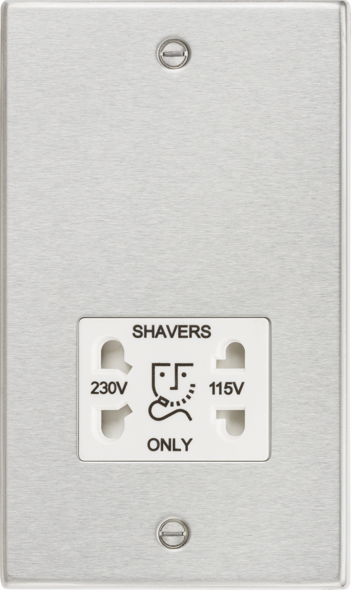 Knightsbridge CS89BCW Dual Voltage 115/230V 20VA Shaver Socket Brushed Chrome White Insert