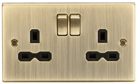 Knightsbridge CS9AB 2 Gang 13A DP Switched Socket Antique Brass