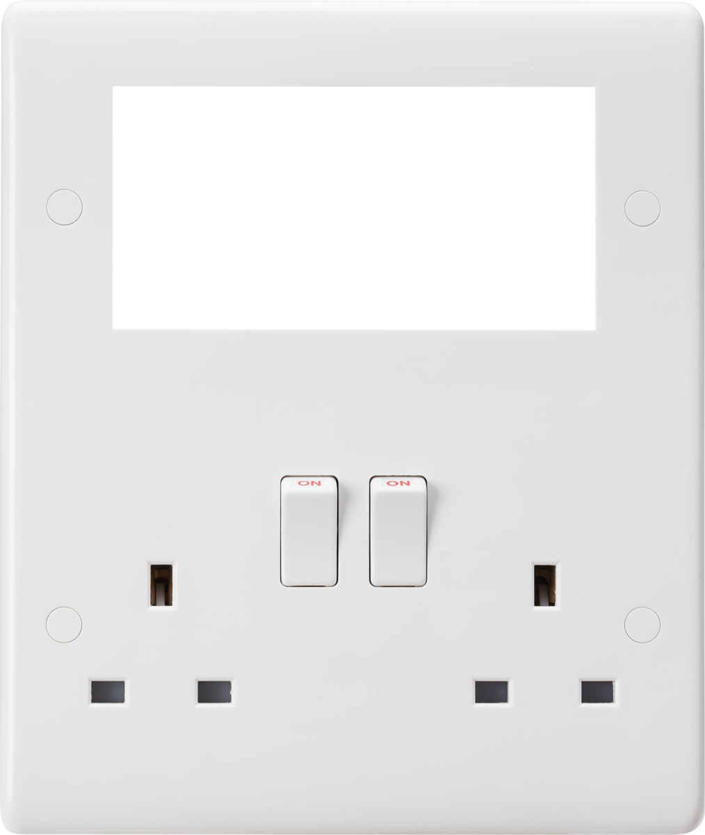 Knightsbridge CU194MM Small Multimedia Plate: 1 x 2 Gang Socket and 4 Euro Outlets White Moulded