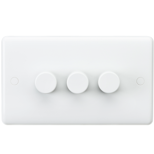 Knightsbridge CU2163 3 Gang 2 Way 100W LED Dimmer White Moulded