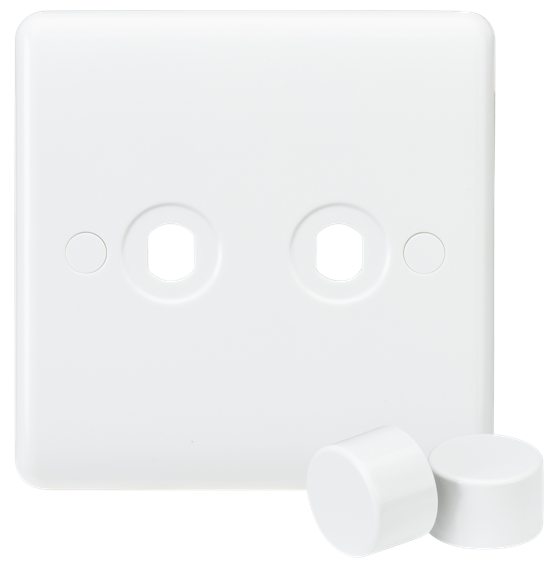 Knightsbridge CU2DIM 2 Gang Dimmer Faceplate & Knobs White Moulded