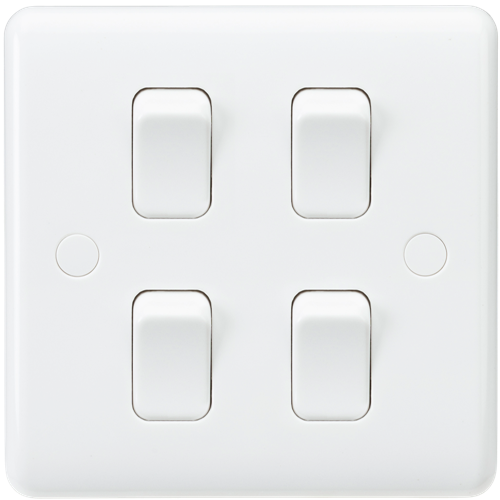 Knightsbridge CU4101 4 Gang 2 Way Switch (Single Plate) White Moulded