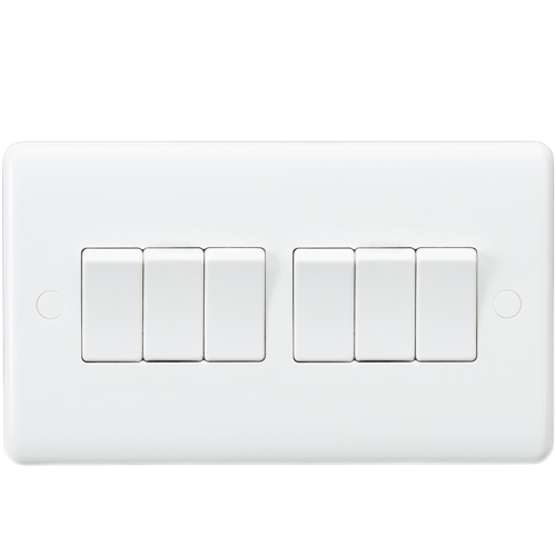 Knightsbridge CU4200 6 Gang 2 Way Switch White Moulded