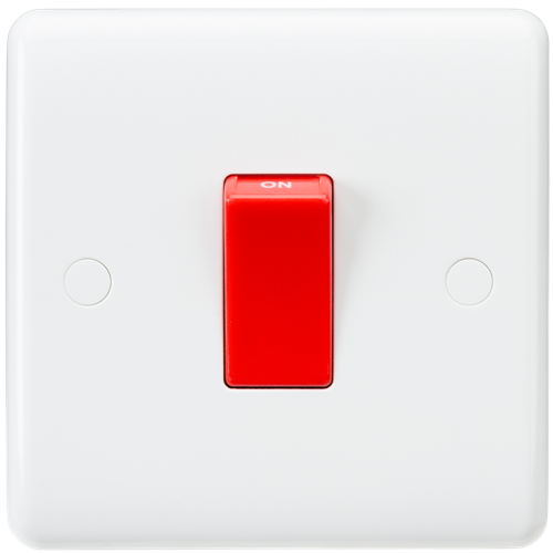 Knightsbridge CU8331 1 Gang 45A DP Cooker Switch with Red Rocker White Moulded