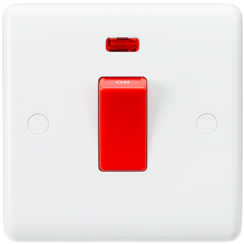 Knightsbridge CU8331N 1 Gang 45A DP Cooker Switch with Neon and Red Rocker White Moulded