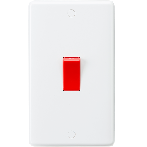 Knightsbridge CU8332 2 Gang 45A DP Cooker Switch with Red Rocker White Moulded