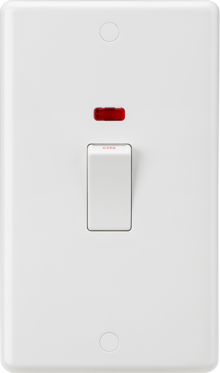 Knightsbridge CU8332NW 2 Gang 45A DP Cooker Switch with Neon and White Rocker White Moulded