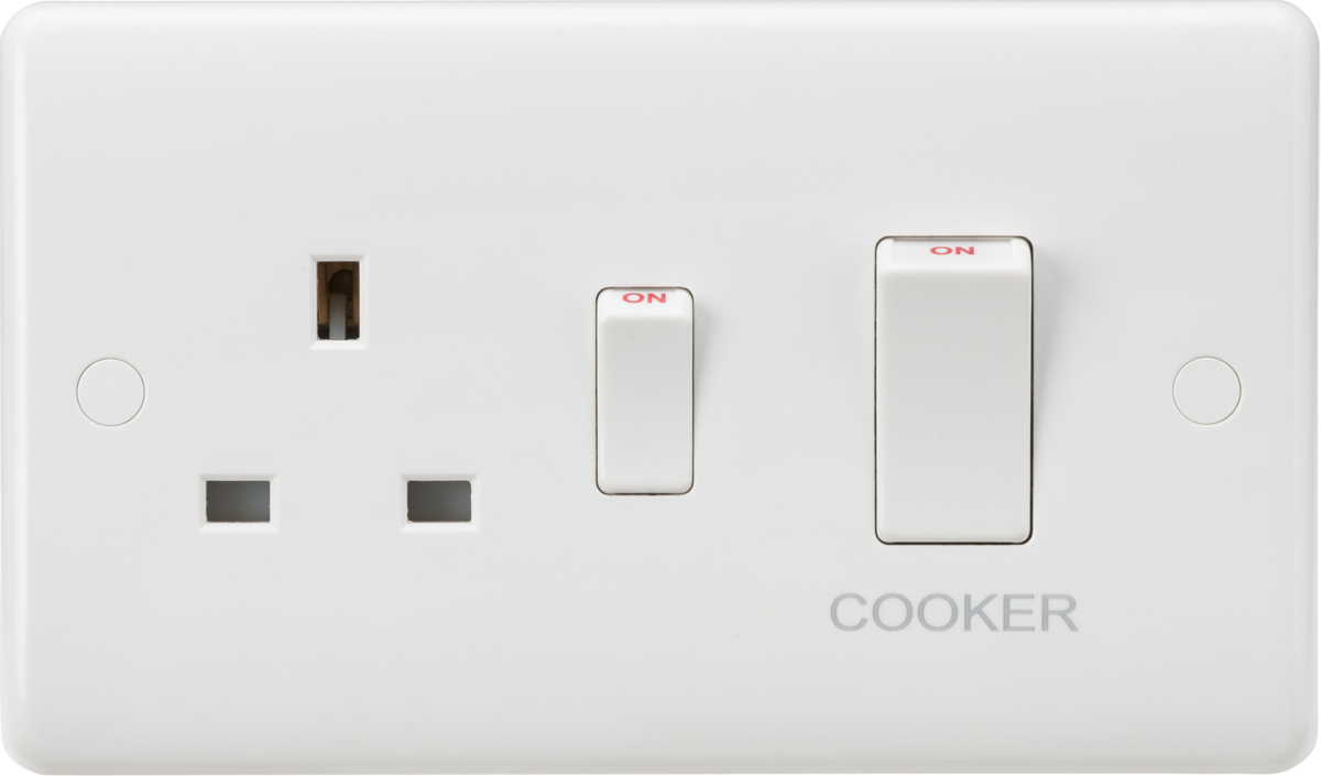 Knightsbridge CU8333W 2 Gang 45A DP Cooker Control Unit with White Rockers White Moulded