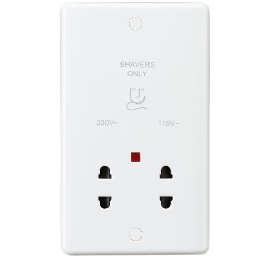 Knightsbridge CU8900N 115/230V 20VA Shaver Socket with Neon White Moulded