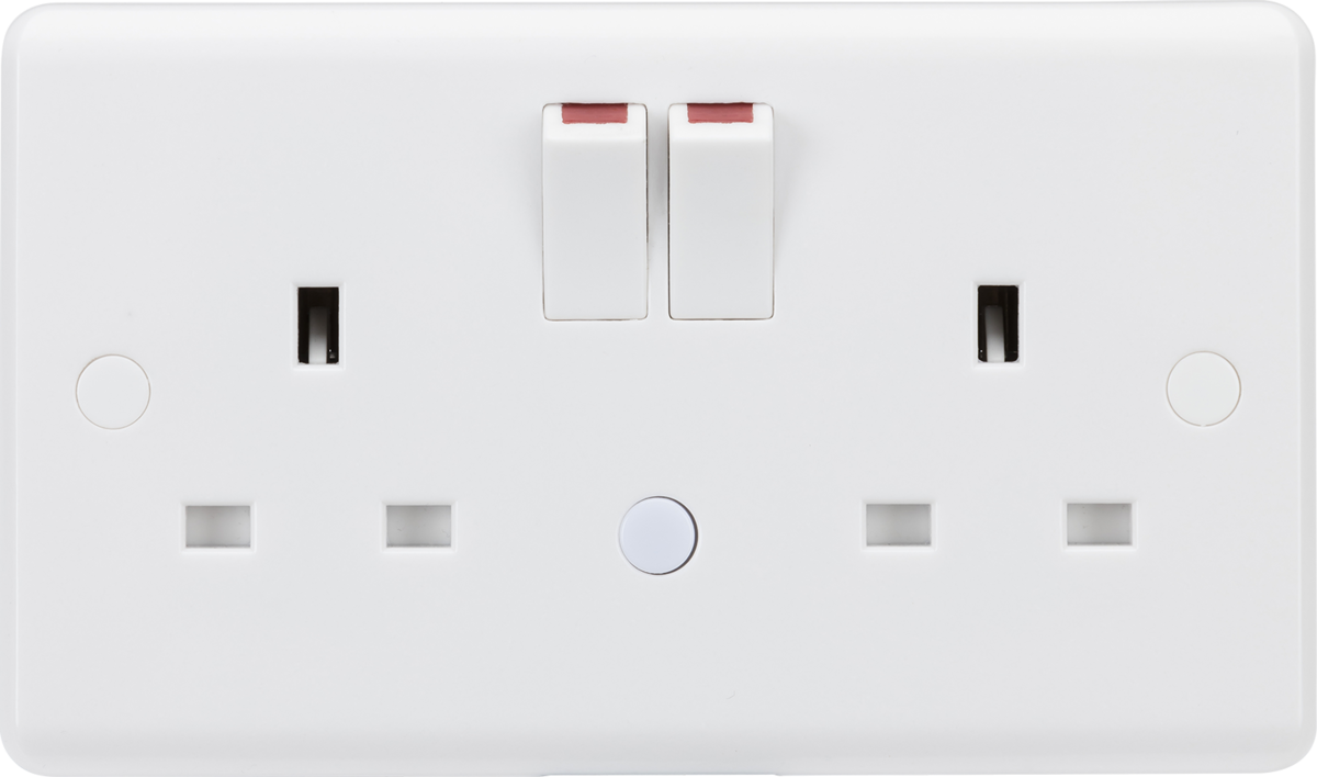 Knightsbridge CU9NL 2 Gang 13A DP Switched Socket with Nightlight White Moulded