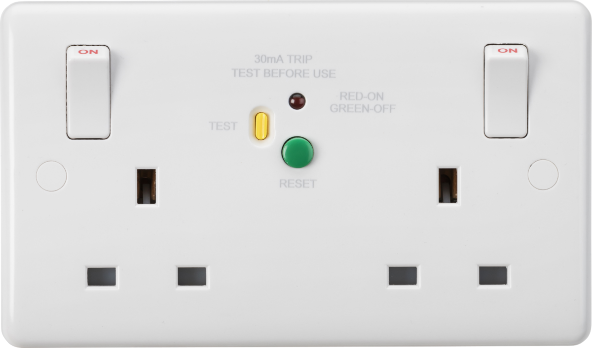 Knightsbridge CU9RCD 2 Gang DP 30mA (Type A) RCD Socket White Moulded