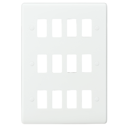 Knightsbridge CUG12 12 Gang Grid Faceplate White Moulded