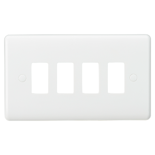 Knightsbridge CUG4 4 Gang Grid Faceplate White Moulded