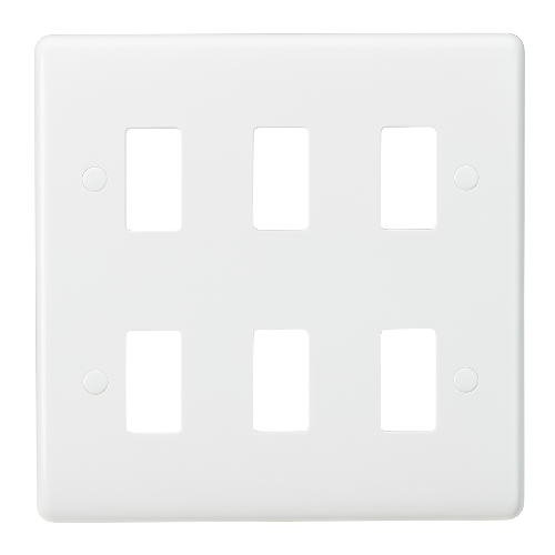 Knightsbridge CUG6 6 Gang Grid Faceplate White Moulded