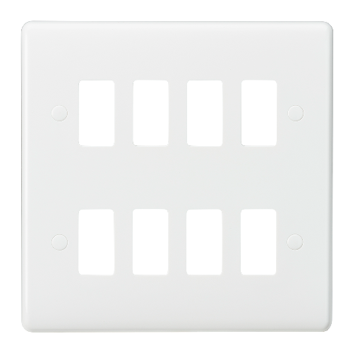 Knightsbridge CUG8 8 Gang Grid Faceplate White Moulded