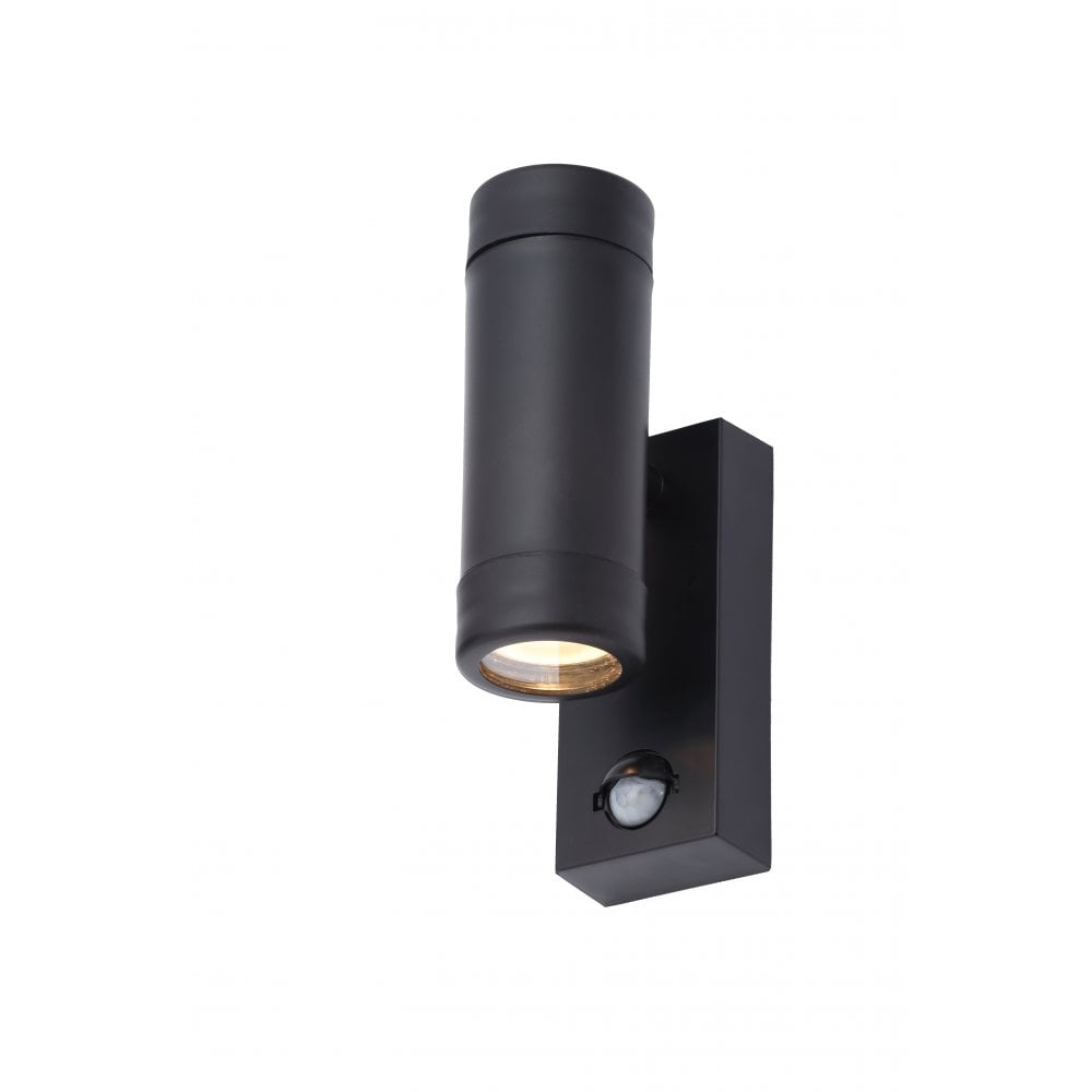 Forum CZ-31744-BLK Neso 2 x GU10 Black Up / Down Wall Light w/ PIR IP65