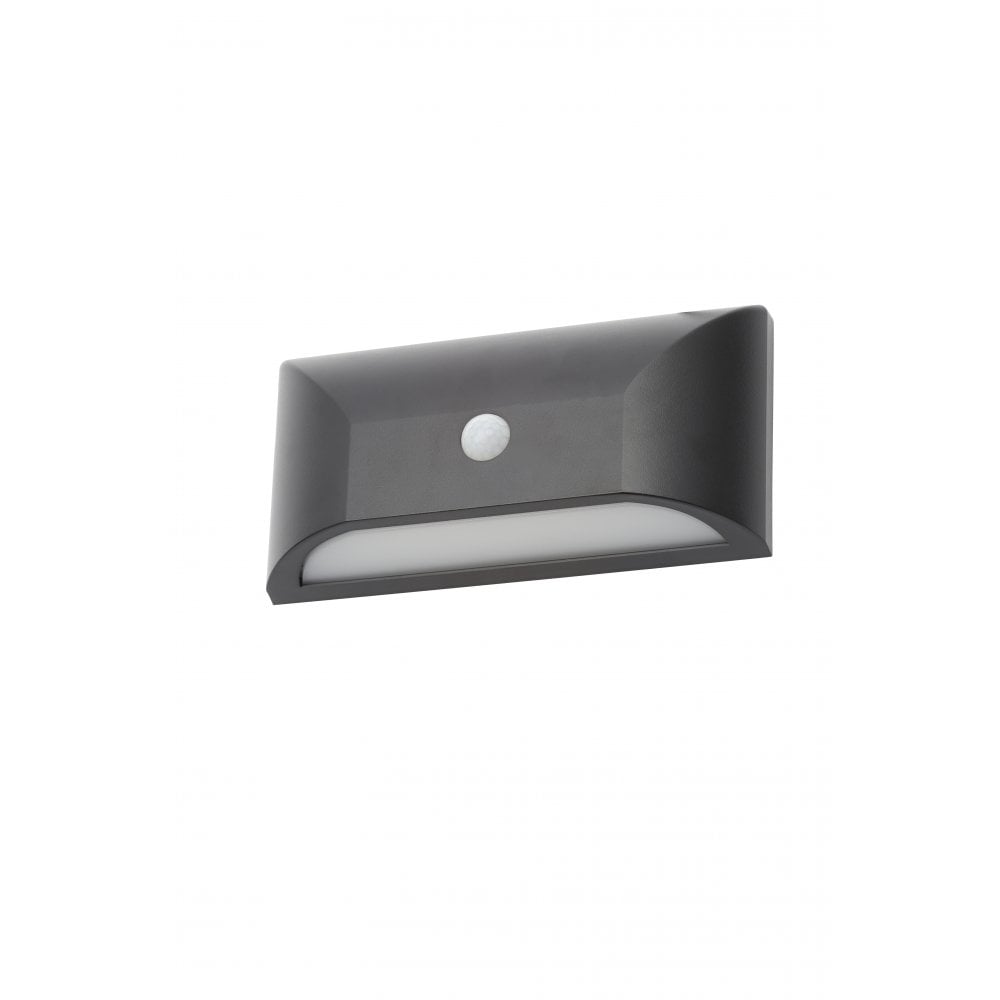 Forum CZ-31747-BLK Poole 5W LED Black Curved Rectangular PIR Wall Light IP65