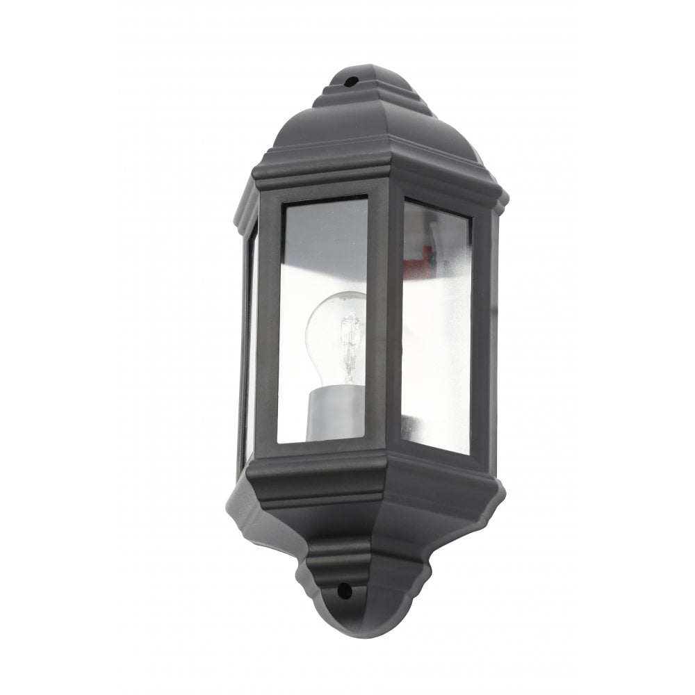 Forum CZ-31748-BLK Athena E27 Black Half Wall Lantern IP44