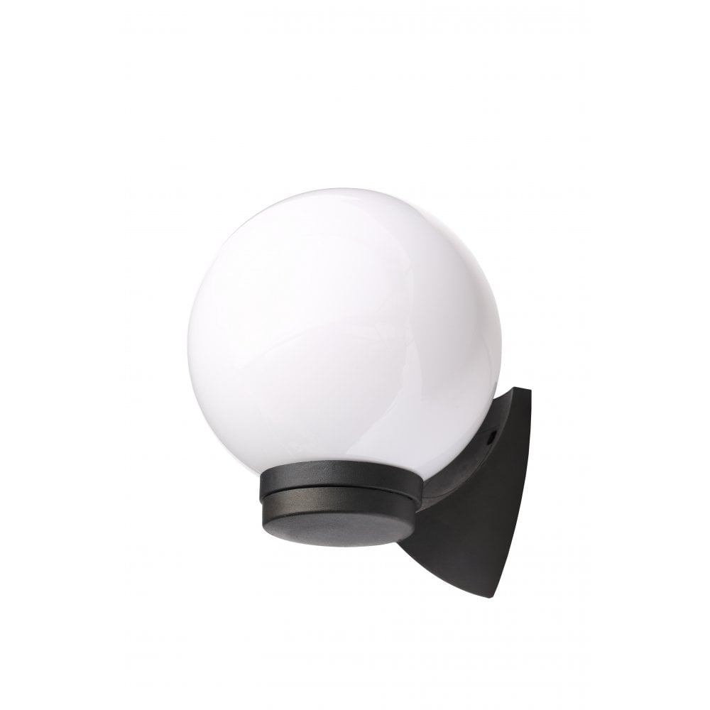 Forum CZ-31811-BLK York E27 Black & Opal Globe Wall Lantern IP44