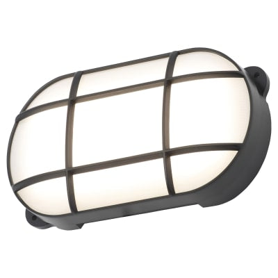 Forum CZ-34026-BLK Capella 8W LED Oval Grid Bulkhead 4000K IP65