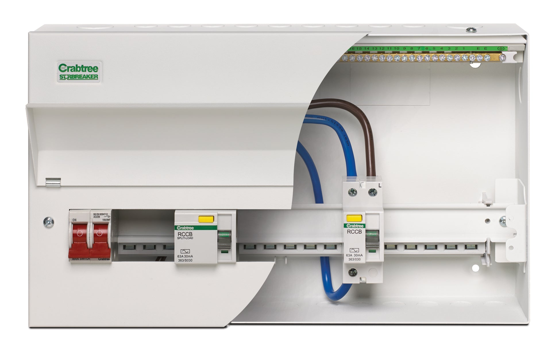 Crabtree 513/2637636B 7+6 63A Dual RCD Metal Clad Consumer Unit