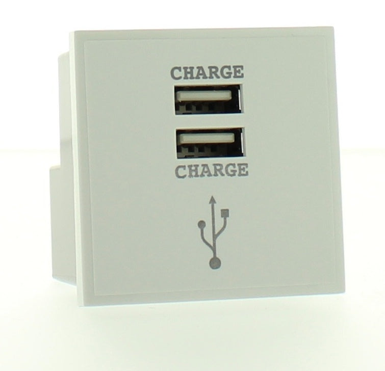 Euro USB2W Twin USB Charging Module White