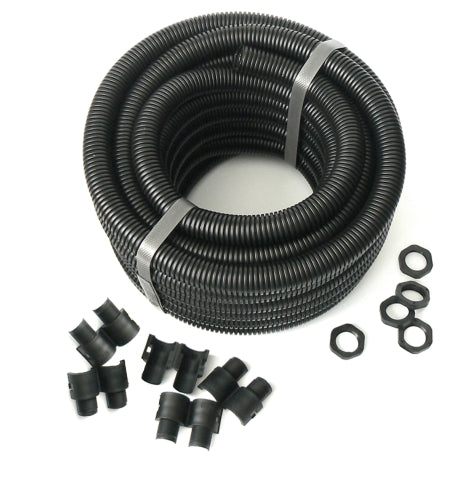 Term Tech M32CONN-PK 32mm PVC Corrugated Conduit Pack with 5 Split Glands Black 5m