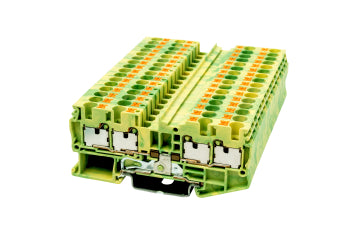 Switchtec DP4-TR-PE Dinkle 4mm 4 Way Din Rail Earth Terminal Green / Yellow