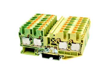 Switchtec DP6-TR-PE Dinkle 6mm 4 Way Din Rail Earth Terminal Green / Yellow