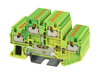 Switchtec DPP1.5-PE Dinkle 1.5mm Double Level Din Rail Earth Terminal Green / Yellow