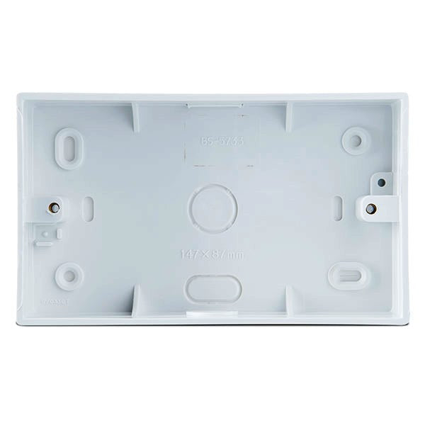 Deligo DSC2  2 Gang 32mm Square Corner PVC Pattress with Conduit and Trunking Entry