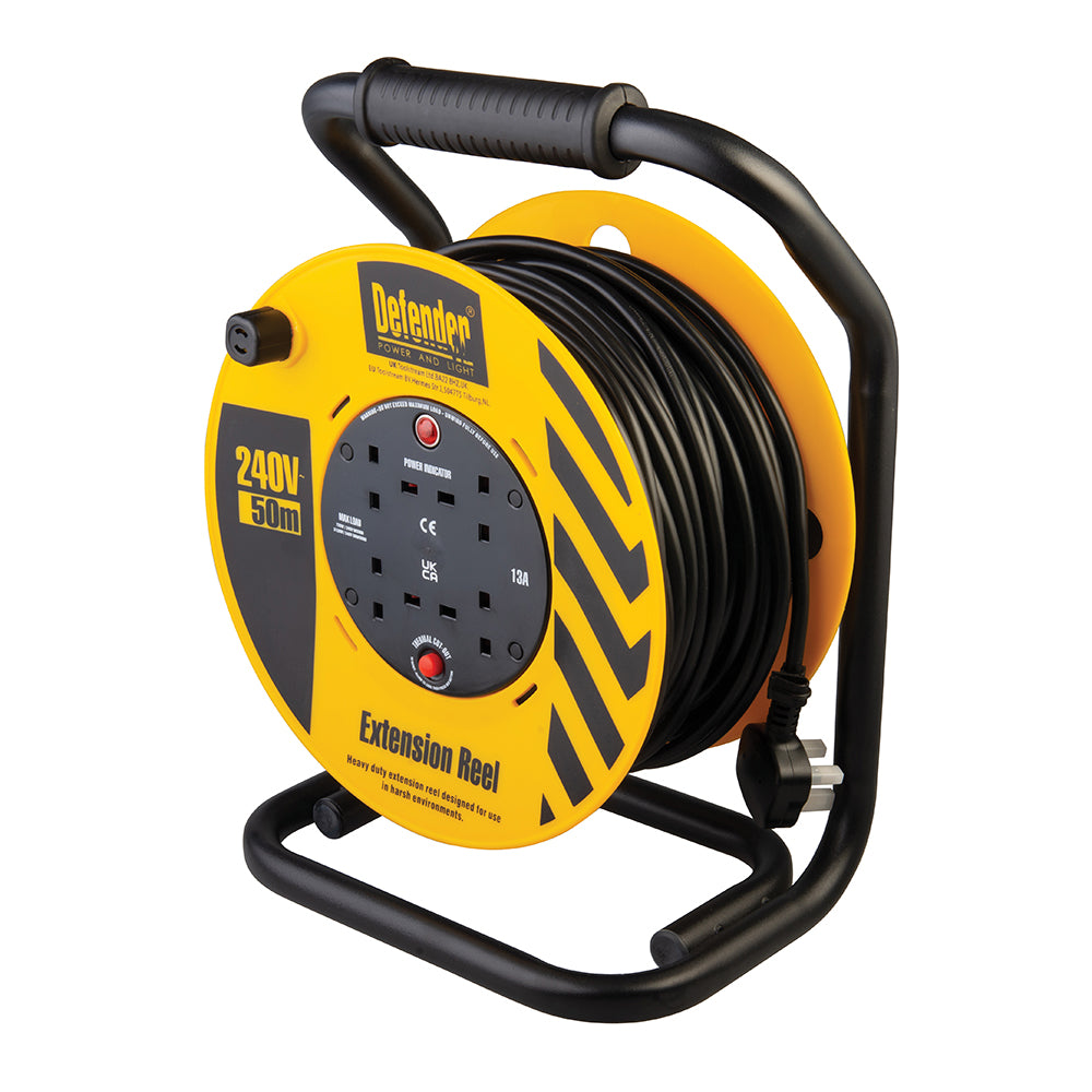 Defender E86515 4 Gang 13A Light Cable Reel 50m