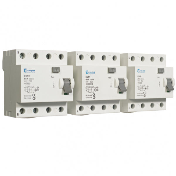 Europa EUR1100.300/4A 100A 300MA 4 Pole Type A RCCB