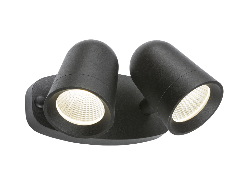 Knightsbridge FLTB 2 X 9W LED Twin Spot Floodlight Black 3500K