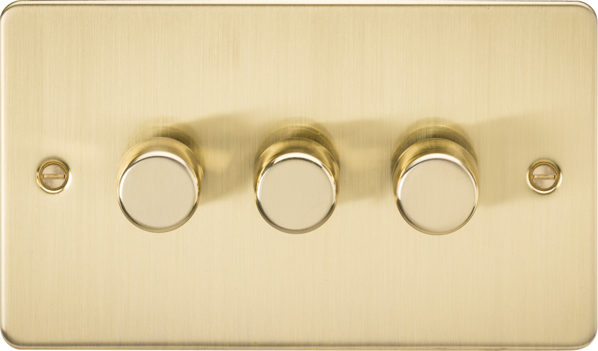 Knightsbridge FP2183BB 3 Gang 2 Way 200W Dimmer Brushed Brass