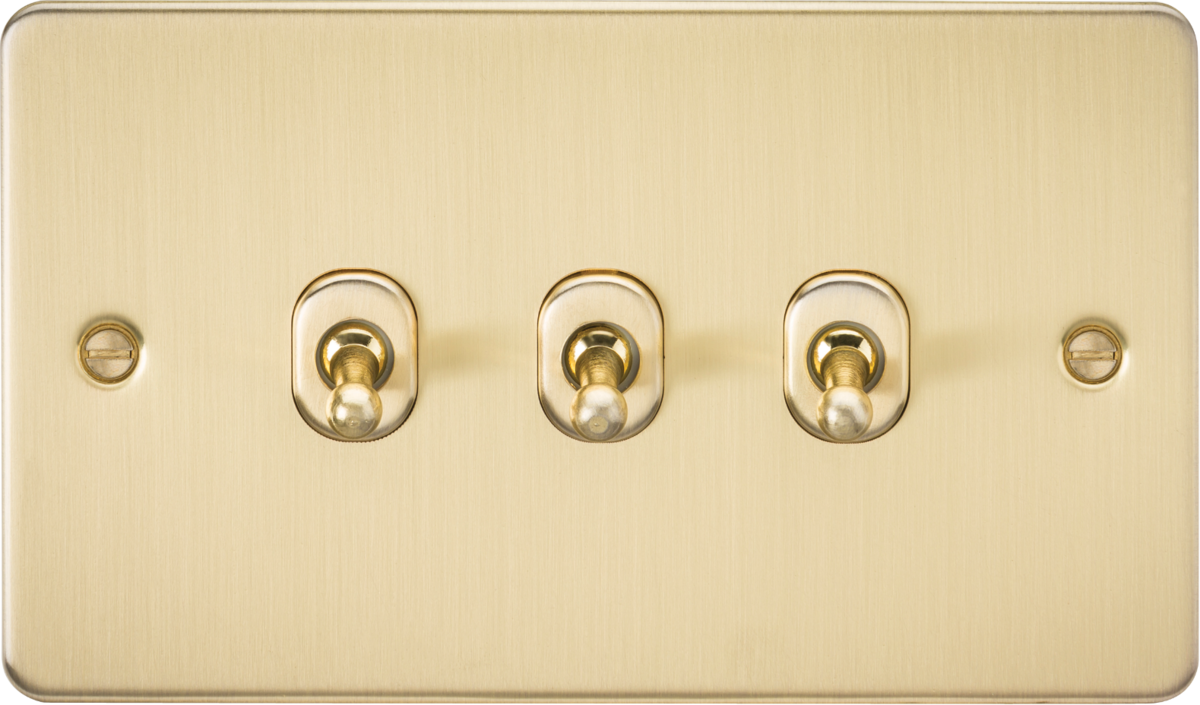 Knightsbridge FP3TOGBB 3 Gang 2 Way Toggle Switch Brushed Brass