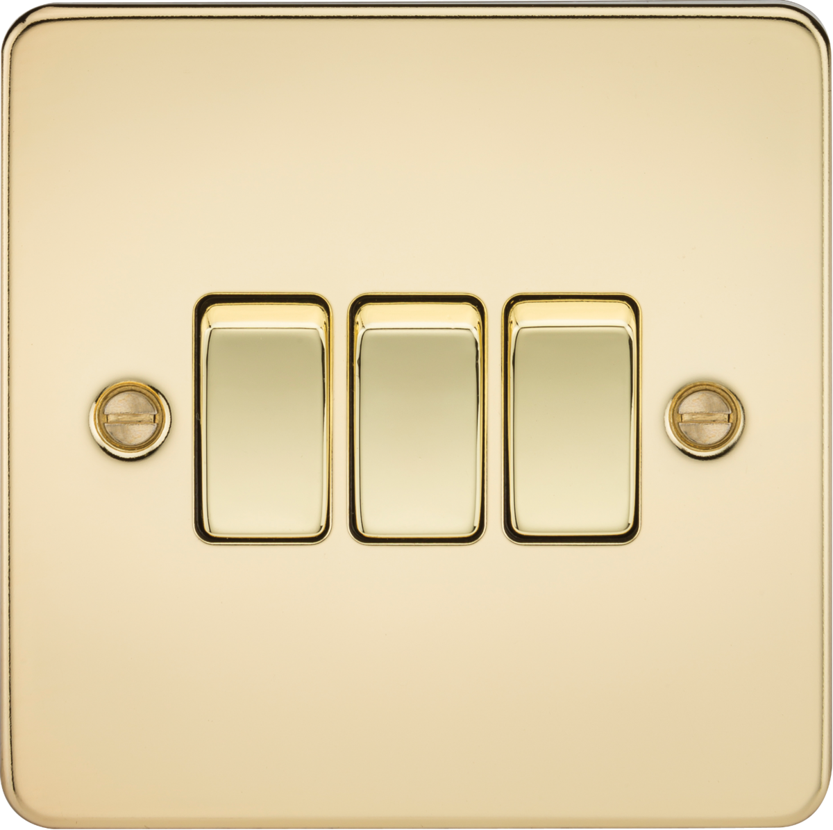 Knightsbridge FP4000PB 3 Gang 2 Way Switch Polished Brass