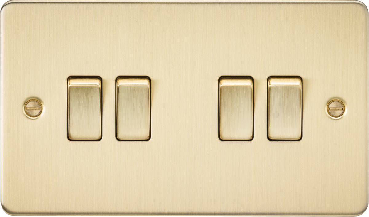 Knightsbridge FP4100BB 4 Gang 2 Way Switch Brushed Brass