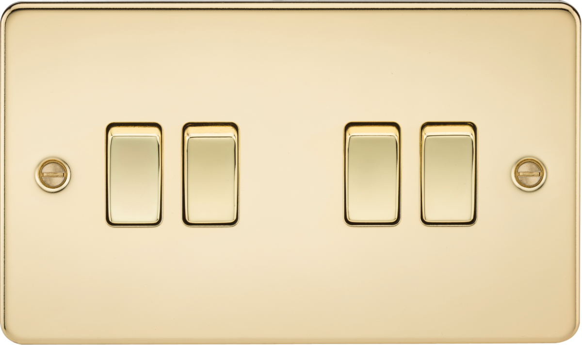 Knightsbridge FP4100PB 4 Gang 2 Way Switch Polished Brass