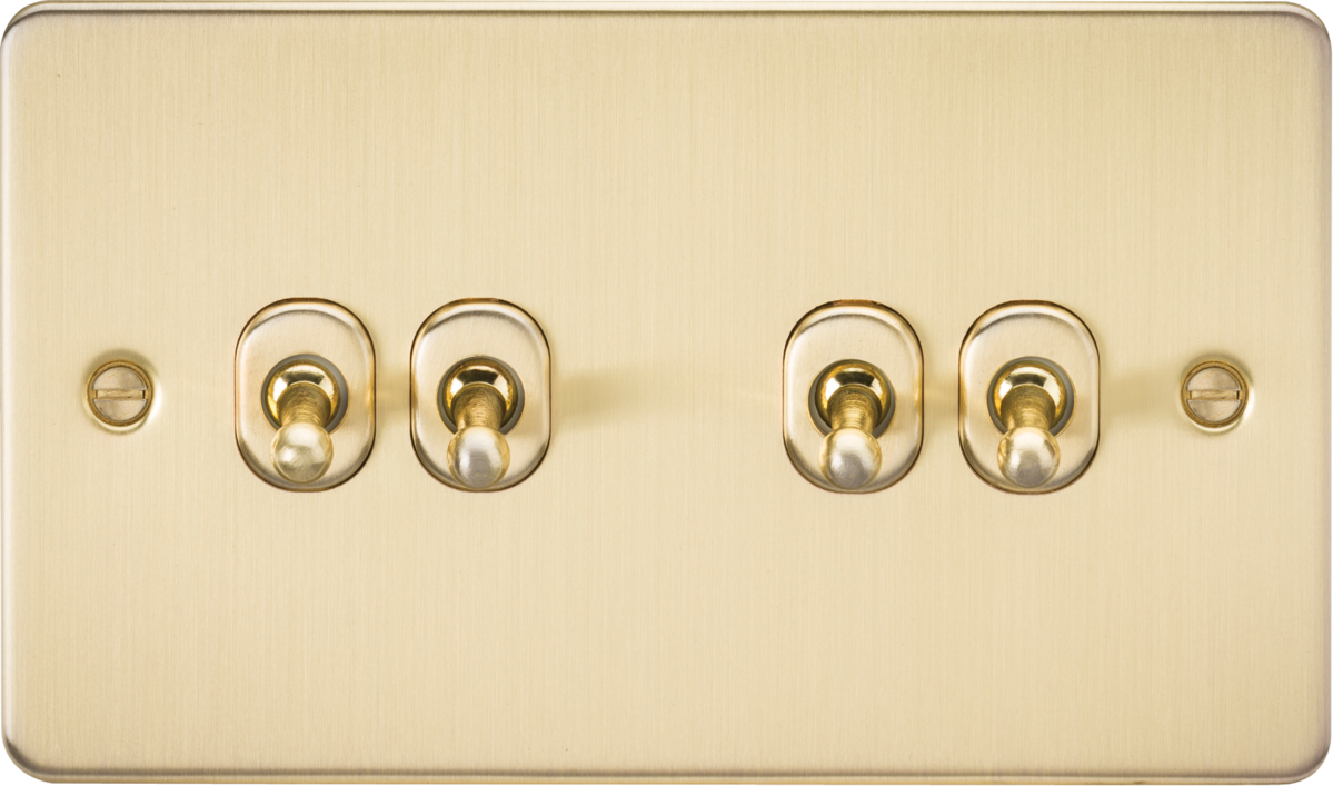 Knightsbridge FP4TOGBB 4 Gang 2 Way Toggle Switch Brushed Brass