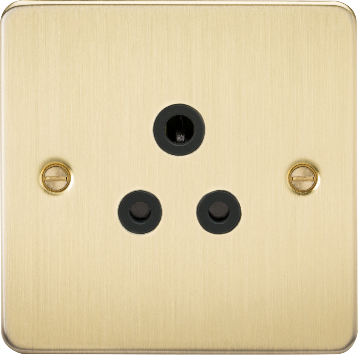 Knightsbridge FP5ABB 1 Gang 5A Unswitched Socket Brushed Brass Black Insert