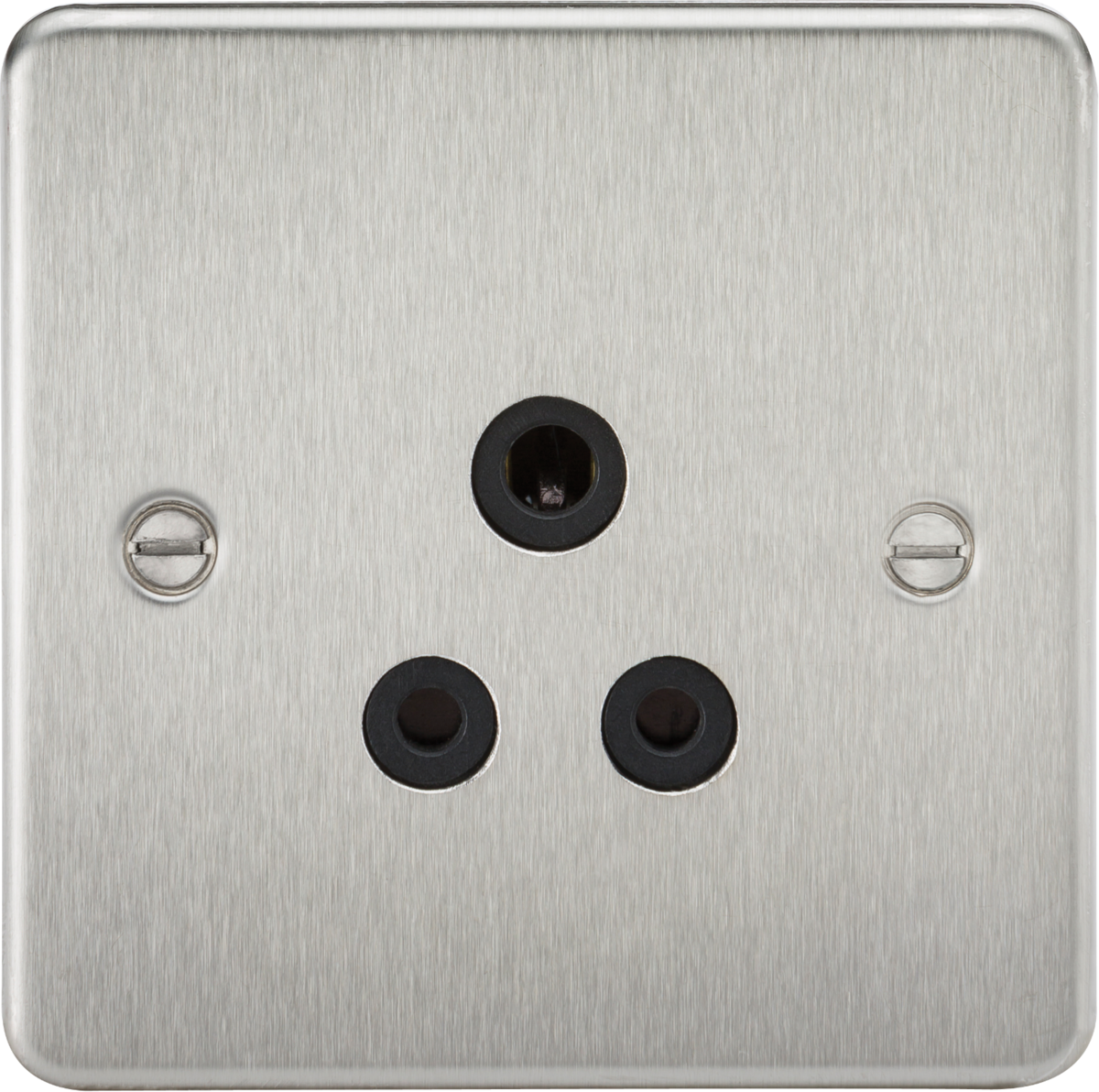 Knightsbridge FP5ABC 1 Gang 5A Unswitched Socket Brushed Chrome Black Insert