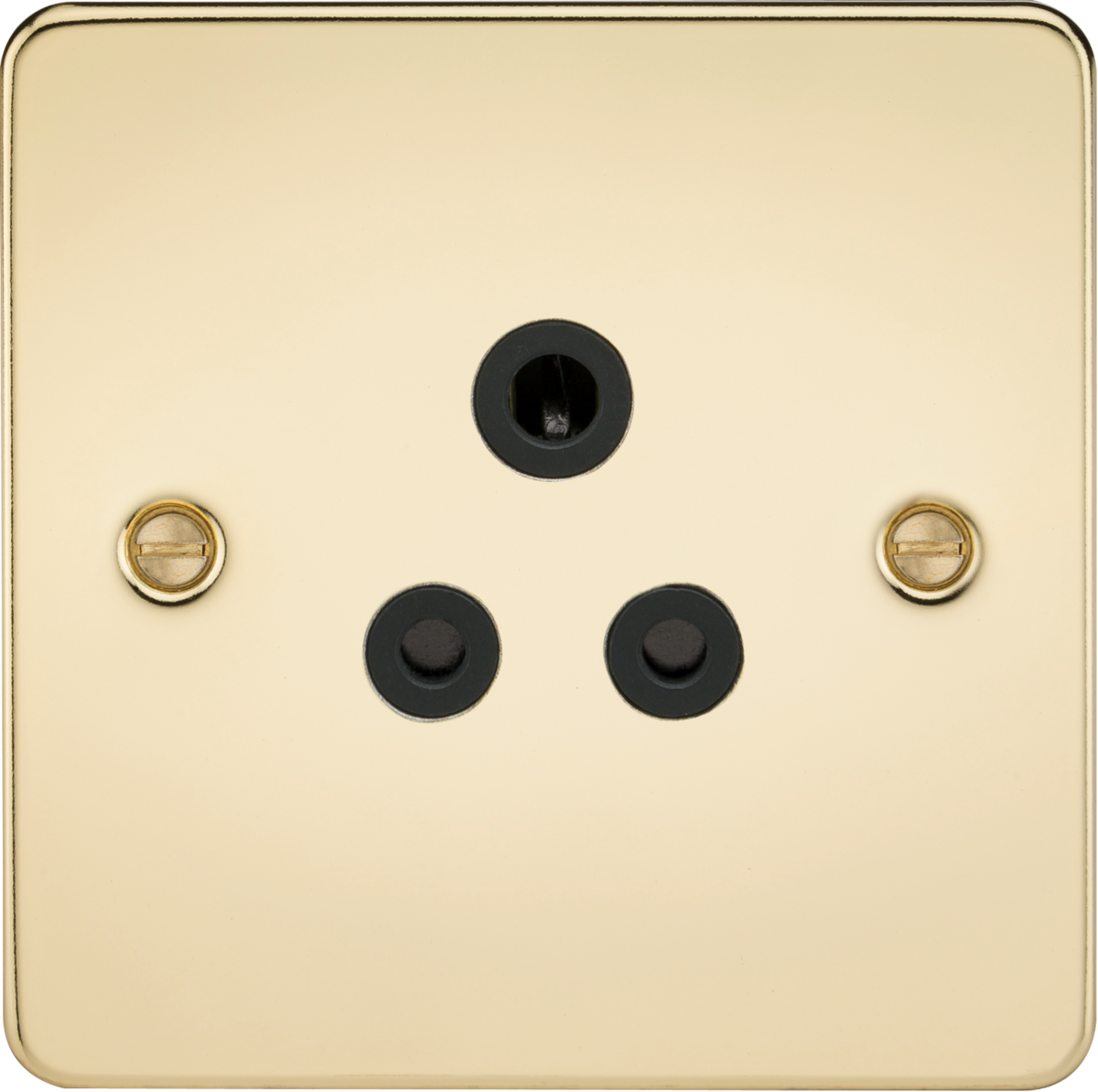 Knightsbridge FP5APB 1 Gang 5A Unswitched Socket Polished Brass Black Insert