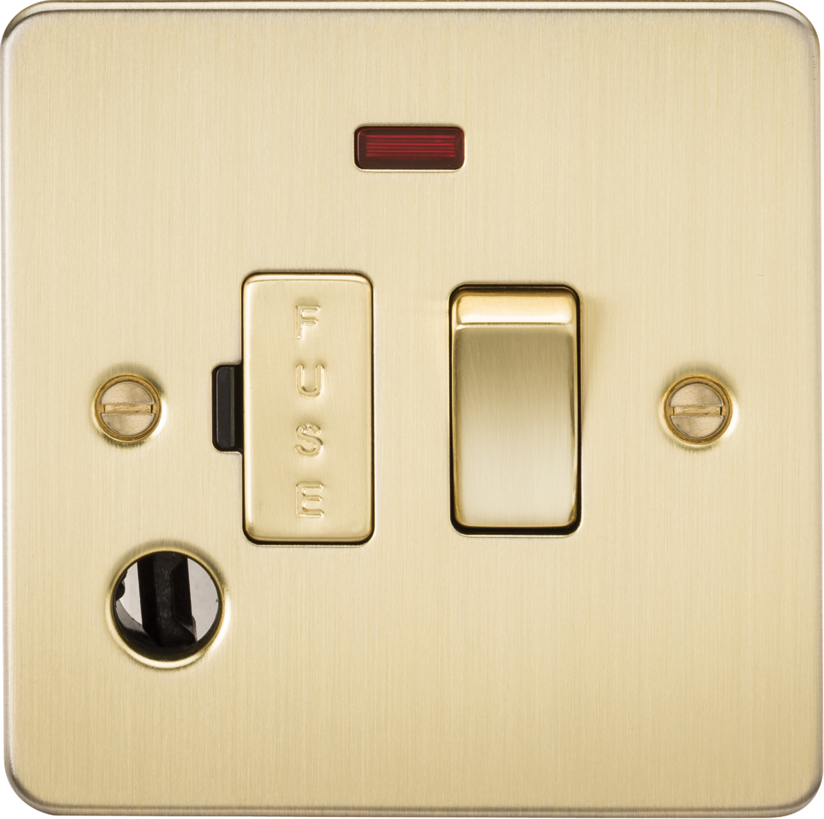 Knightsbridge FP6300FBB 13A DP Switched Spur with Neon and Flex Outlet Brushed Brass