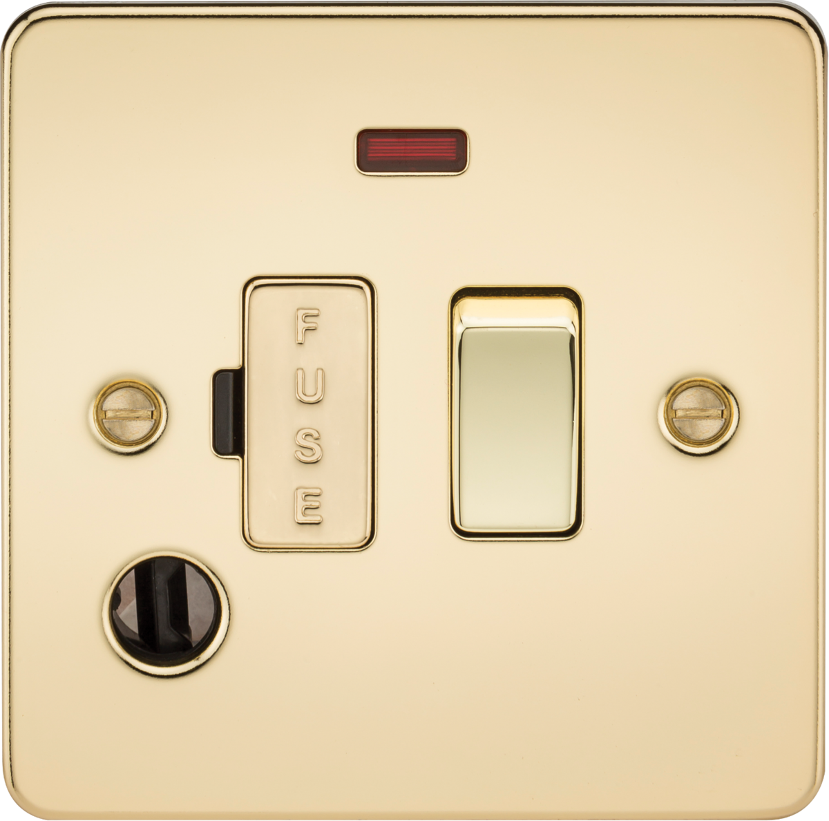 Knightsbridge FP6300FPB 13A DP Switched Spur with Neon and Flex Outlet Polished Brass