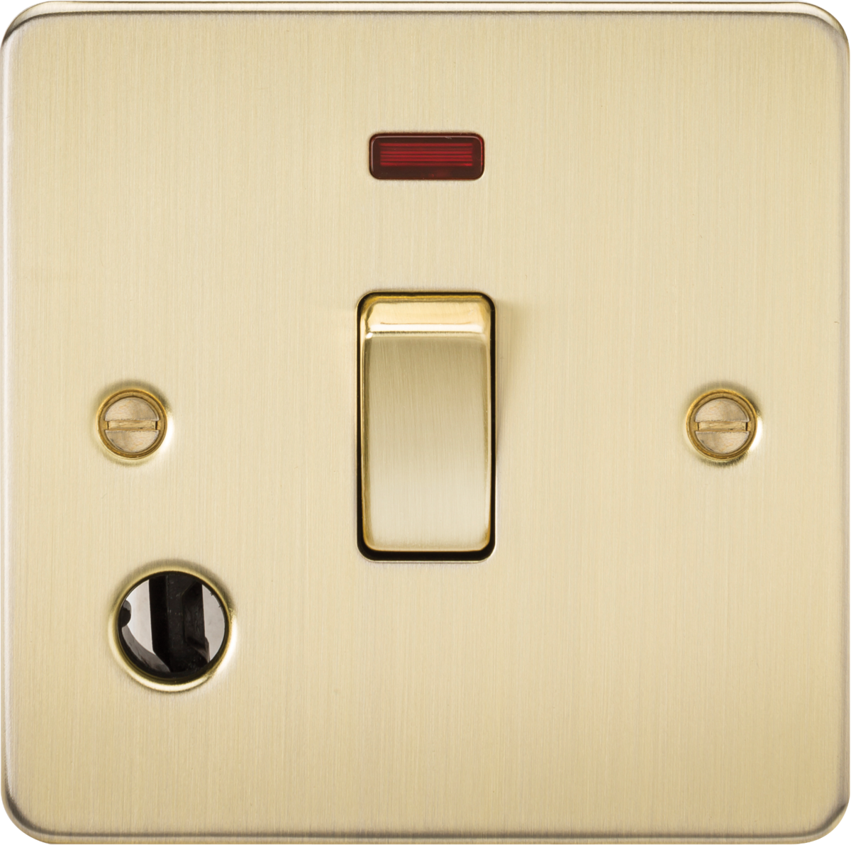 Knightsbridge FP8341FBB 1 Gang 20A DP Switch with Neon and Flex Outlet Brushed Brass