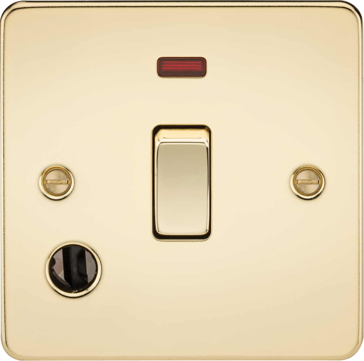 Knightsbridge FP8341FPB 1 Gang 20A DP Switch with Neon and Flex Outlet Polished Brass