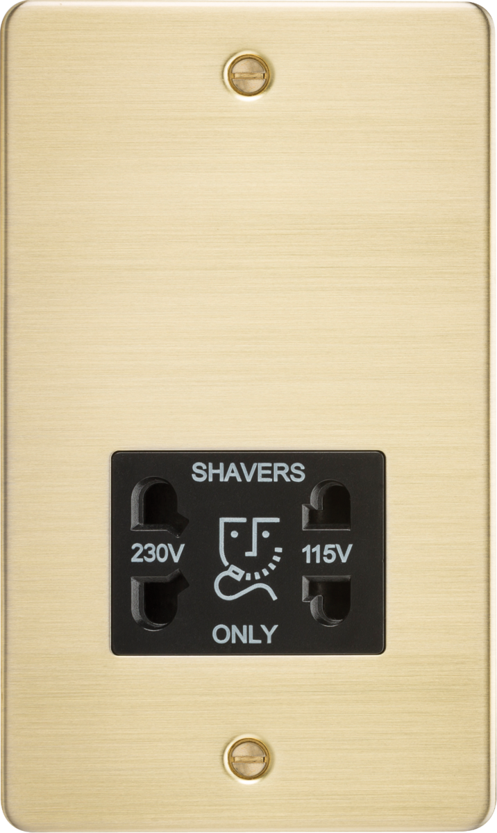 Knightsbridge FP8900BB Dual Voltage 115/230V 20VA Shaver Socket Brushed Brass Black Insert